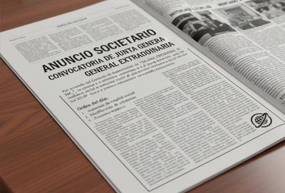 Anuncio financiero publicado en una página de prensa